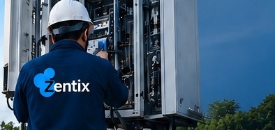 A field technician working inside a telecom equipment cabinet